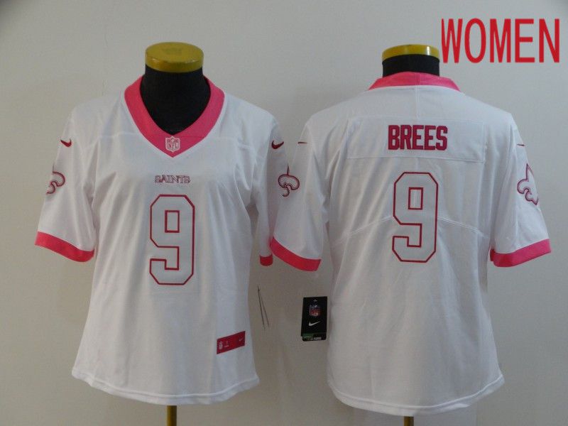 Women New Orleans Saints #9 Brees White pink Nike Vapor Untouchable Limited NFL Jersey